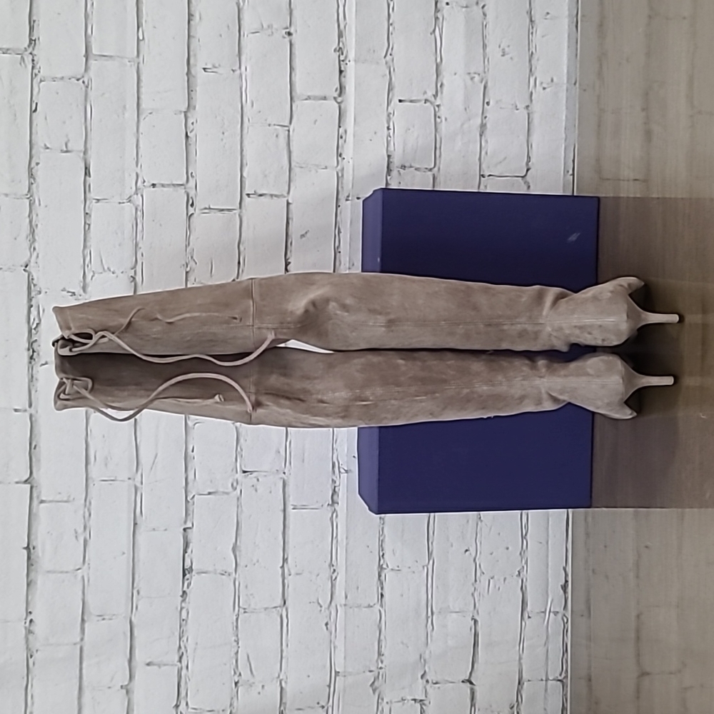 Stuart Weitzman Tiemodel Suede Leather Over-the-knee Boots In Taupe - NWT/NIB - Picture 6 of 16